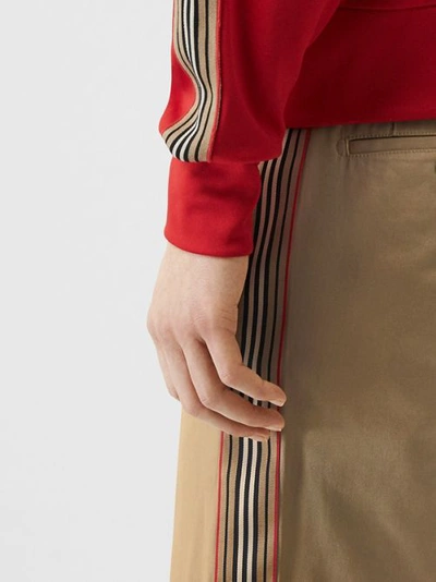 Shop Burberry Icon Stripe Detail Cotton Twill Chino Shorts In Honey