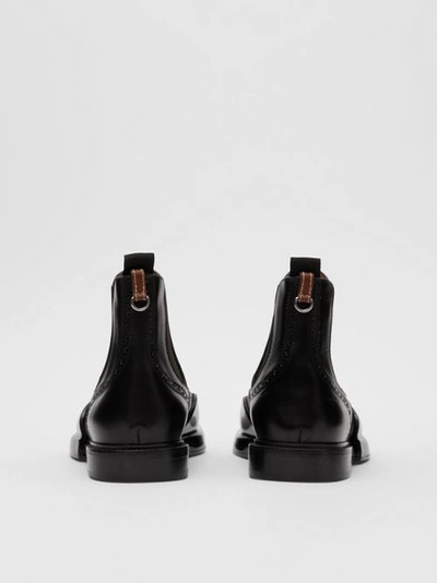 Shop Burberry Toe Cap Detail Leather Chelsea Boots In Black