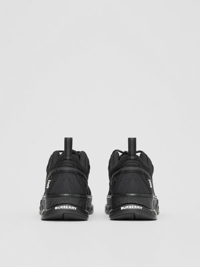 Shop Burberry Mesh And Nubuck Union Sneakers In Black