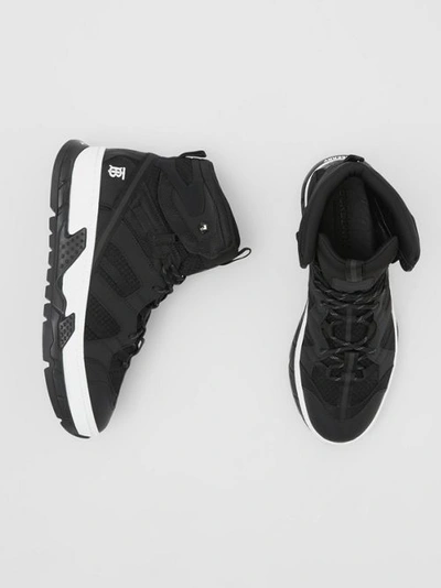 Shop Burberry Mesh And Nubuck Union High-top Sneakers In Black