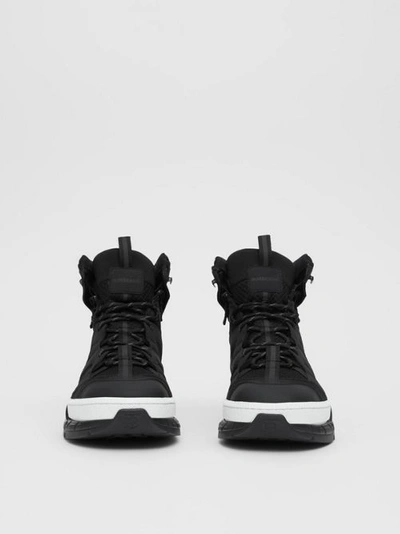 Shop Burberry Mesh And Nubuck Union High-top Trainers In Black