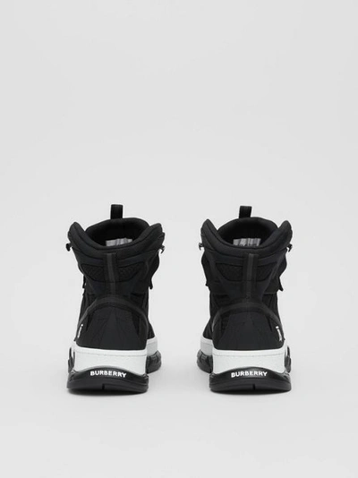 Shop Burberry Mesh And Nubuck Union High-top Sneakers In Black