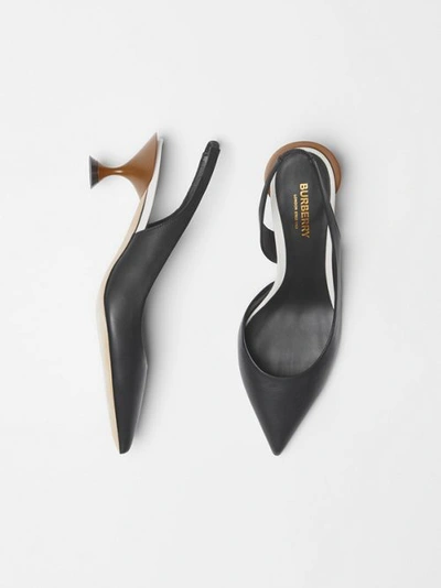 Shop Burberry Leather Slingback Pumps In Black