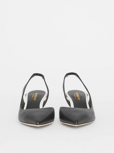 Shop Burberry Leather Slingback Pumps In Black