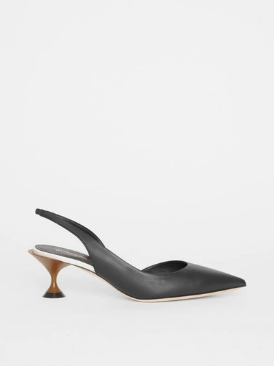 Shop Burberry Leather Slingback Pumps In Black