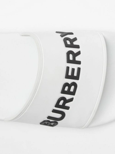 Shop Burberry Kingdom Motif Slides In Optic White