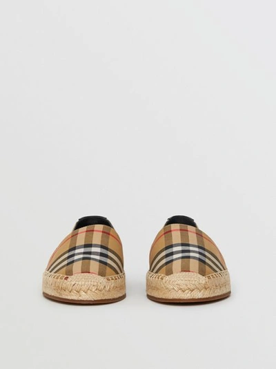 Vintage 格纹拼皮革麻编鞋