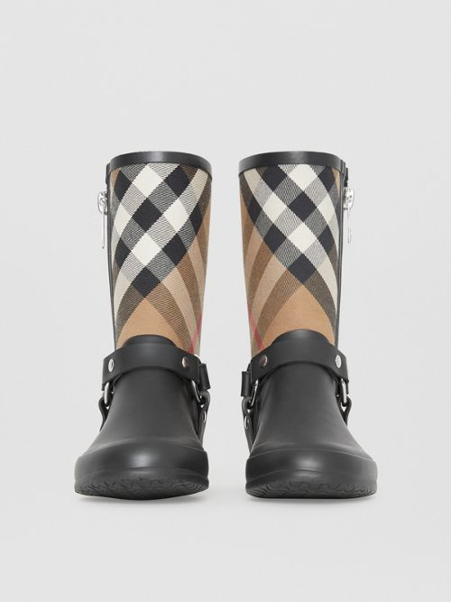 burberry women's zane signature check rain boots
