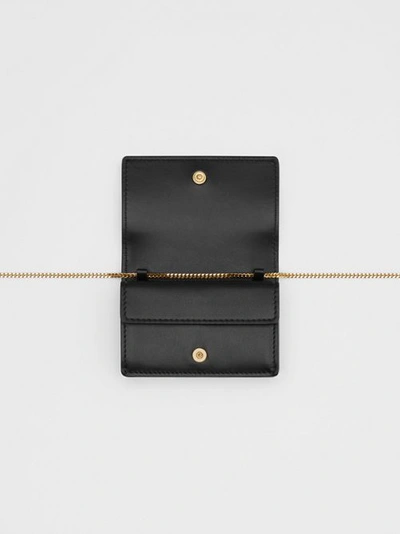 Shop Burberry Leather Card Case With Detachable Strap In Black