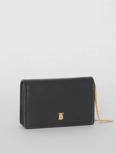 Shop Burberry Leather Card Case With Detachable Strap In Black