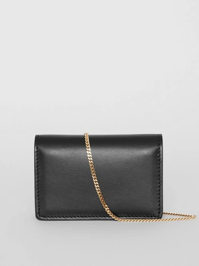 Shop Burberry Leather Card Case With Detachable Strap In Black