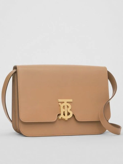 Shop Burberry Medium Leather Tb Bag In Light Camel