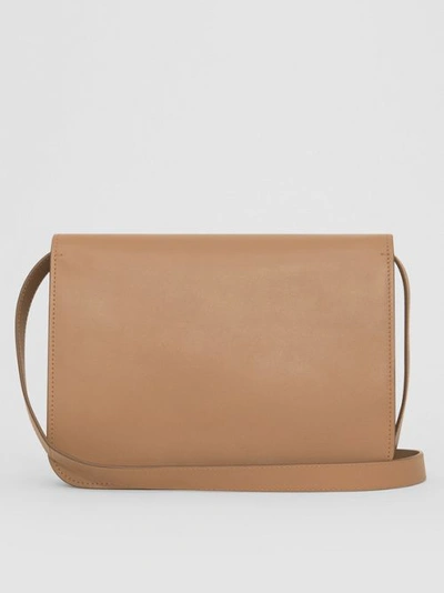 Shop Burberry Medium Leather Tb Bag In Light Camel