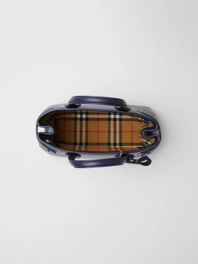 Shop Burberry The Small Banner In Leather And Vintage Check In Regency Blue
