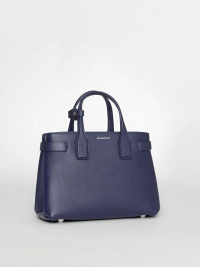 Shop Burberry The Small Banner In Leather And Vintage Check In Regency Blue