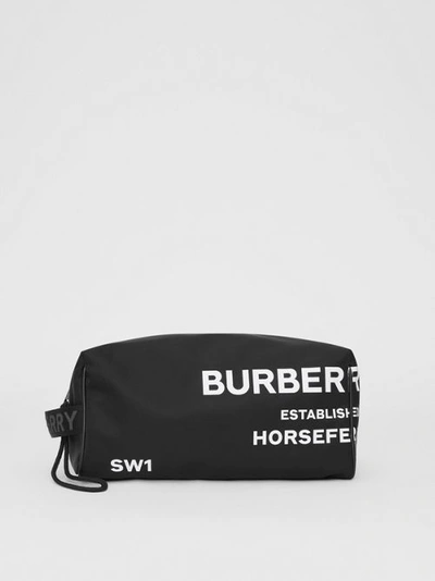Shop Burberry Horseferry Print Nylon Travel Pouch In Black/white