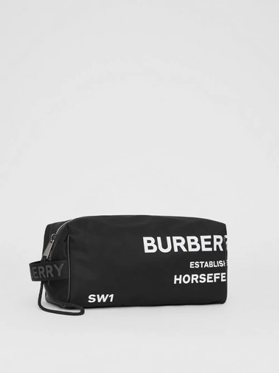 Shop Burberry Horseferry Print Nylon Travel Pouch In Black/white