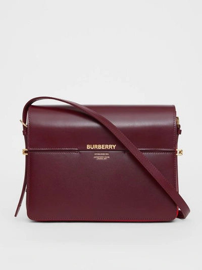 Shop Burberry Large Two-tone Leather Grace Bag In Oxblood/bright Military Red