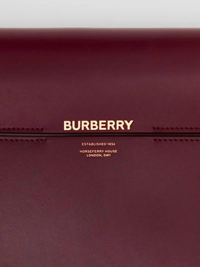 Shop Burberry Large Two-tone Leather Grace Bag In Oxblood/bright Military Red