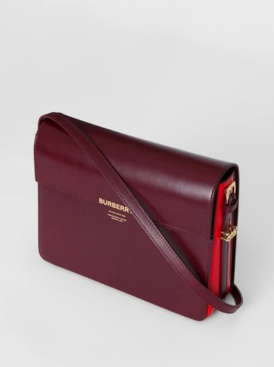 Shop Burberry Large Two-tone Leather Grace Bag In Oxblood/bright Military Red