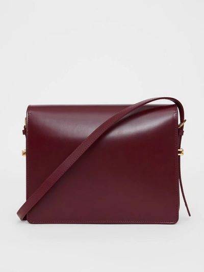 Shop Burberry Large Two-tone Leather Grace Bag In Oxblood/bright Military Red