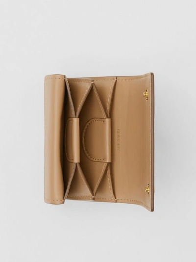 Shop Burberry Monogram Leather Card Case In Light Camel