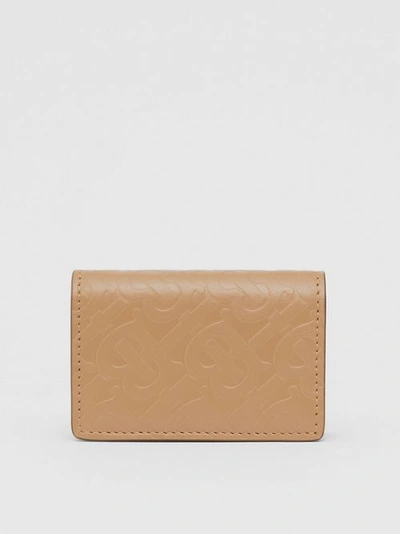 Shop Burberry Monogram Leather Card Case In Light Camel