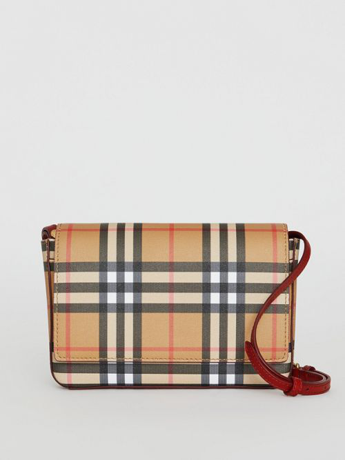 burberry mini leather and vintage check crossbody bag