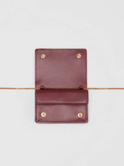 Shop Burberry Monogram Leather Card Case With Detachable Strap In Oxblood