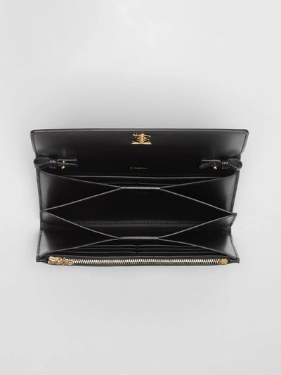 Shop Burberry Monogram Motif Leather Wallet With Detachable Strap In Black