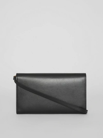 Shop Burberry Monogram Motif Leather Wallet With Detachable Strap In Black