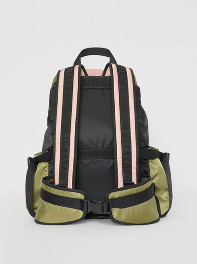 Shop Burberry Logo Print Tri-tone Nylon Backpack In Rose Beige