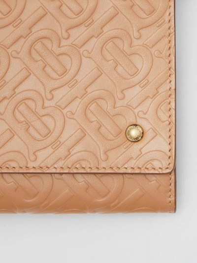 Shop Burberry Monogram Leather Wallet With Detachable Strap In Light Camel