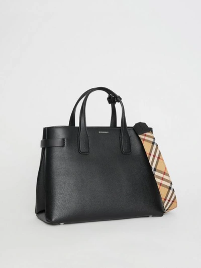 Shop Burberry The Medium Banner In Leather And Vintage Check In Black