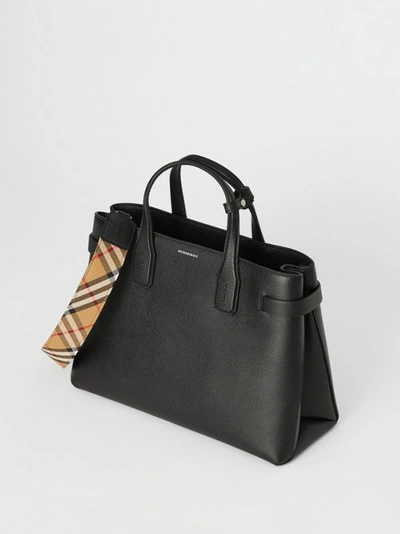 Shop Burberry The Medium Banner In Leather And Vintage Check In Black
