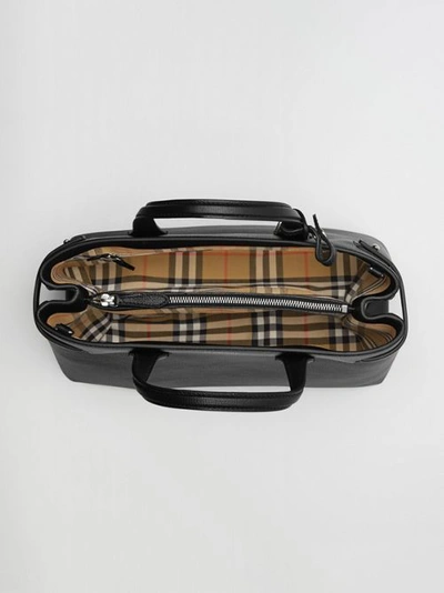 Shop Burberry The Medium Banner In Leather And Vintage Check In Black