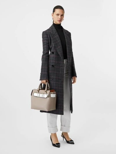 Shop Burberry The Small Tri-tone Leather Belt Bag In Mineral Grey