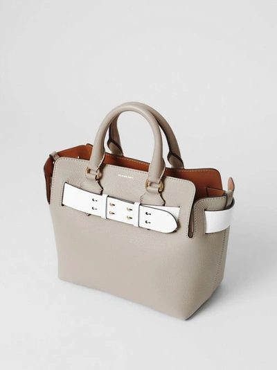 Shop Burberry The Small Tri-tone Leather Belt Bag In Mineral Grey