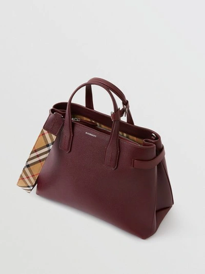 Shop Burberry The Medium Banner In Leather And Vintage Check In Mahogany Red