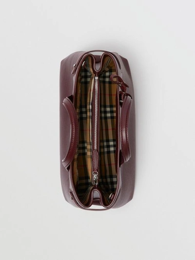 Shop Burberry The Medium Banner In Leather And Vintage Check In Mahogany Red