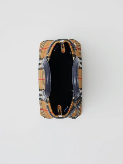 Shop Burberry The Baby Banner In Vintage Check And Leather In Regency Blue