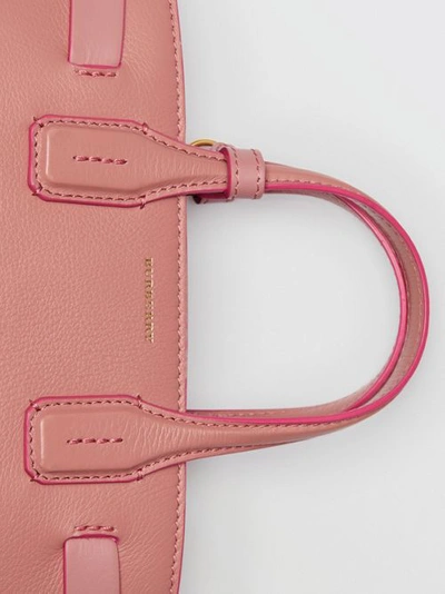 Shop Burberry The Small Banner In Leather And Vintage Check In Dusty Rose