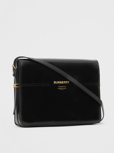 Shop Burberry Large Patent Leather Grace Bag In Black