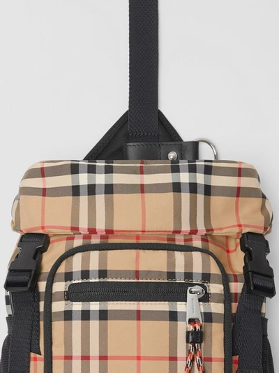 Shop Burberry Vintage Check Nylon Leo Belt Pack In Archive Beige