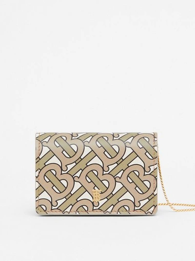 Shop Burberry Monogram Print Card Case With Detachable Strap In Beige