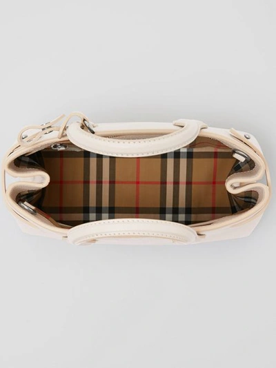 Shop Burberry The Small Banner In Leather And Vintage Check In Limestone