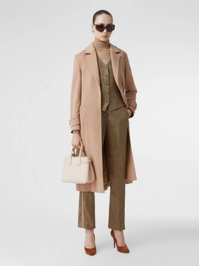 Shop Burberry The Small Banner In Leather And Vintage Check In Limestone