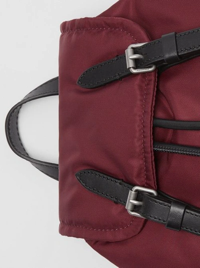 Shop Burberry The Small Crossbody Rucksack In Puffer Nylon In Burgundy Red