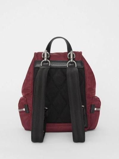 Shop Burberry The Small Crossbody Rucksack In Puffer Nylon In Burgundy Red