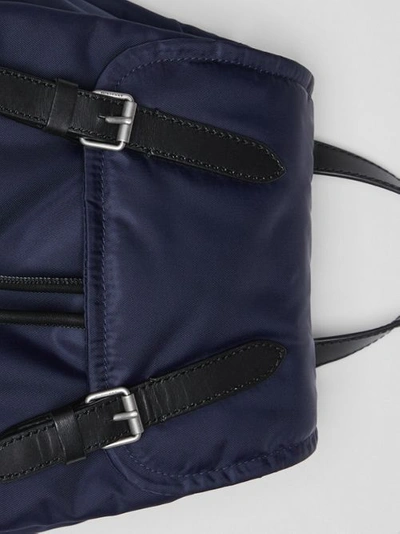 Shop Burberry The Medium Rucksack In Puffer Nylon And Leather In Ink Blue